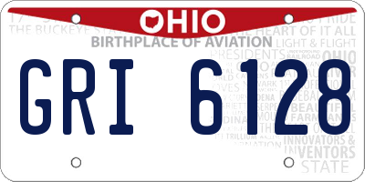 OH license plate GRI6128