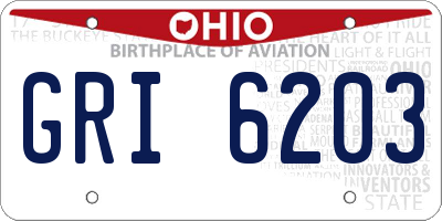 OH license plate GRI6203