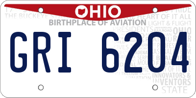 OH license plate GRI6204