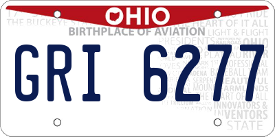 OH license plate GRI6277
