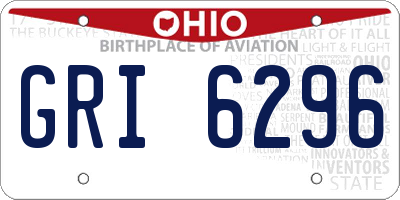 OH license plate GRI6296