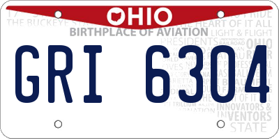 OH license plate GRI6304