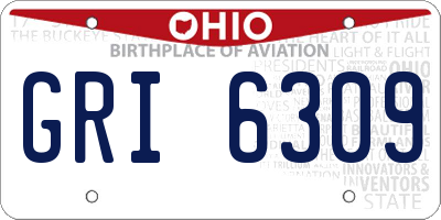 OH license plate GRI6309