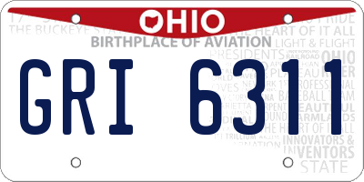 OH license plate GRI6311