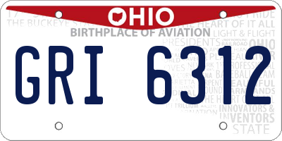 OH license plate GRI6312