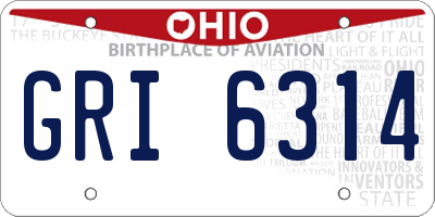 OH license plate GRI6314