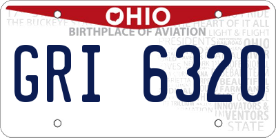 OH license plate GRI6320