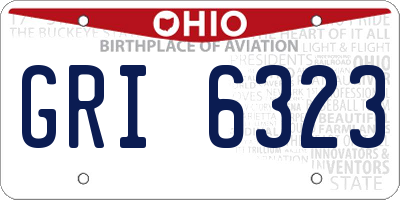OH license plate GRI6323