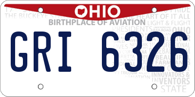 OH license plate GRI6326