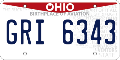 OH license plate GRI6343