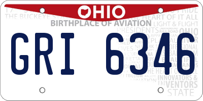 OH license plate GRI6346