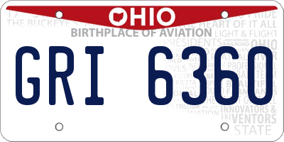 OH license plate GRI6360