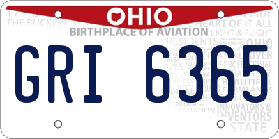 OH license plate GRI6365