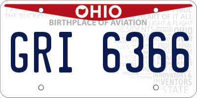 OH license plate GRI6366