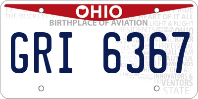 OH license plate GRI6367