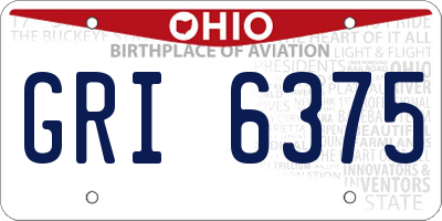 OH license plate GRI6375