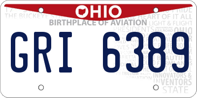 OH license plate GRI6389