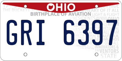 OH license plate GRI6397