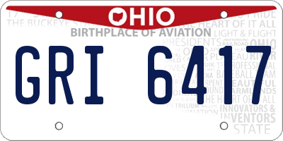 OH license plate GRI6417