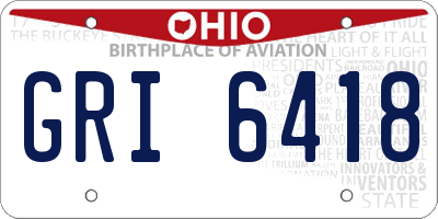 OH license plate GRI6418