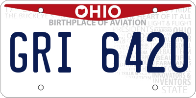 OH license plate GRI6420