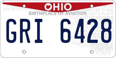 OH license plate GRI6428