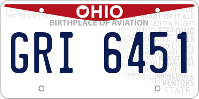OH license plate GRI6451
