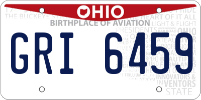 OH license plate GRI6459