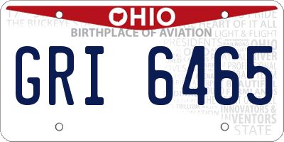 OH license plate GRI6465