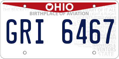 OH license plate GRI6467