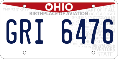 OH license plate GRI6476