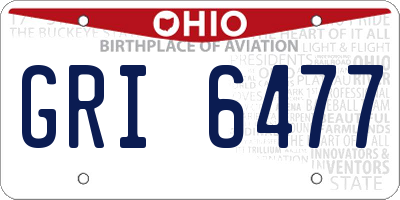 OH license plate GRI6477