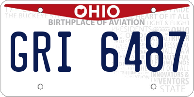 OH license plate GRI6487