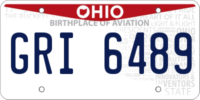 OH license plate GRI6489