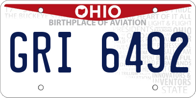 OH license plate GRI6492