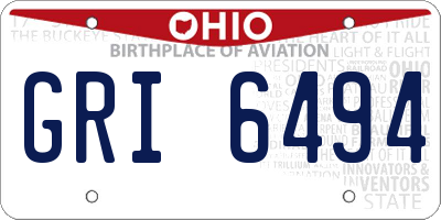 OH license plate GRI6494