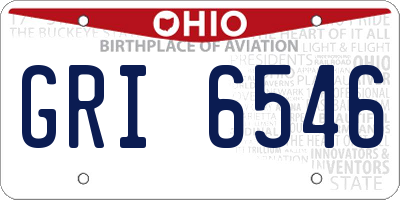 OH license plate GRI6546