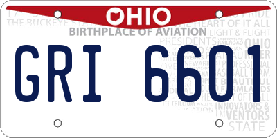 OH license plate GRI6601