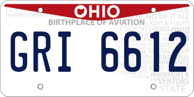 OH license plate GRI6612