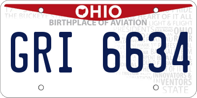 OH license plate GRI6634