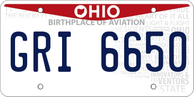 OH license plate GRI6650