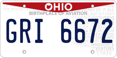 OH license plate GRI6672