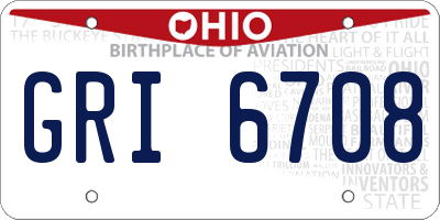 OH license plate GRI6708