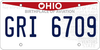 OH license plate GRI6709