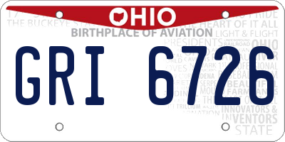 OH license plate GRI6726