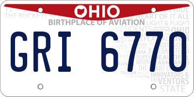 OH license plate GRI6770