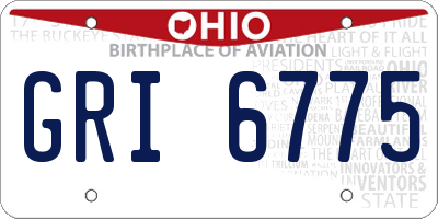 OH license plate GRI6775