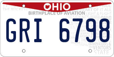 OH license plate GRI6798