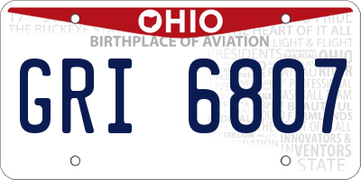 OH license plate GRI6807
