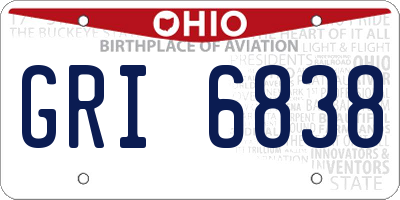 OH license plate GRI6838